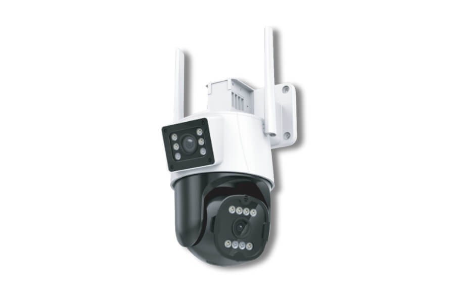 PTZ security camera with pan tilt and zoom in outdoor area