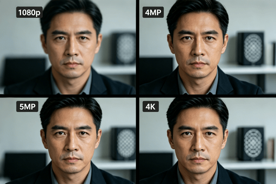 1080p vs 4MP vs 5MP vs 4K image quality comparison for security cameras